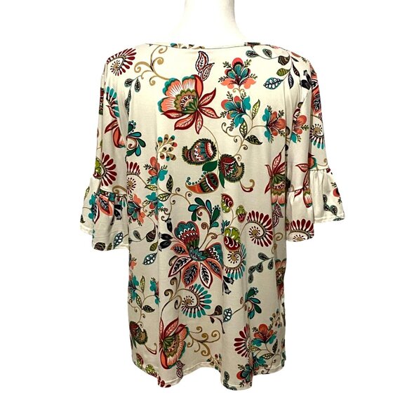 C'est La Vie Womens Floral Pullover Top XL Beige - Picture 3 of 6